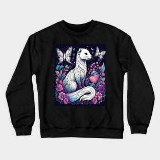 Ferret In Cottage Core and Filigree Style Art Crewneck Sweatshirt